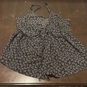 Black and White Floral Romper